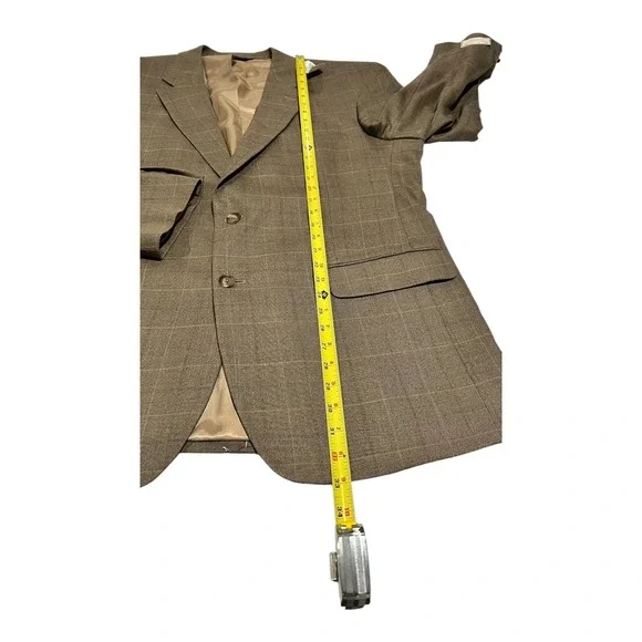 NWT Jos. A. Bank‎ Men's 46R Brown Silk Wool Plaid 2-Button Executive Jacket